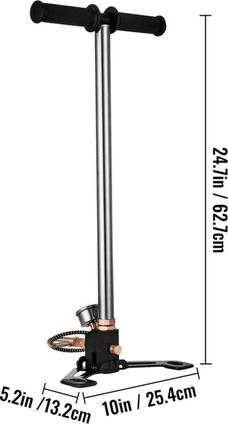 Happyment PCP Pomp - RVS - opvouwbaar - 4500 psi - zilver