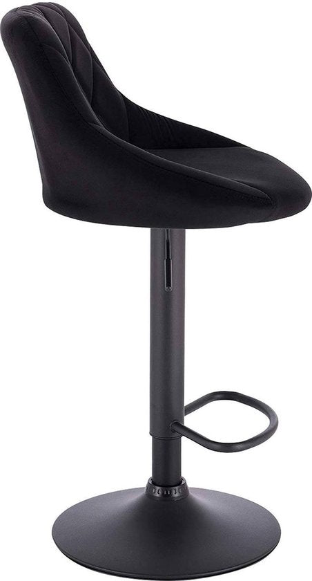Bolt Edge Designer Barkruk - Zwart - Velvet - Ergonomisch - Verstelbaar - Zithoogte 60-82cm - Set van 2