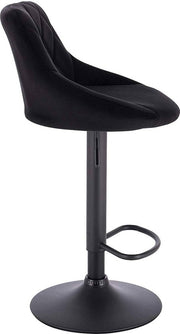 Designer Barkruk Nilo - Met rugleuning - Velvet - Stevig - Ergonomische barstoel - Zithoogte 60 - 82cm - Zwart - Set van 1 - Keuken en bar - In hoogte verstelbaar
