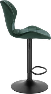 Barkruk Otta - Industrial - Donkergroen - Barkrukken set van 1 - Barstoel Kruk - Barstoelen met rugleuning - Keukenstoel - In hoogte verstelbaar - Velvet