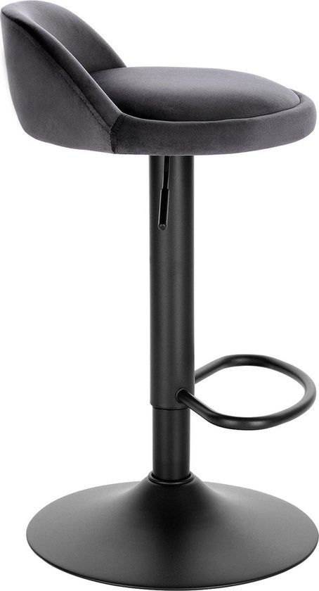 Barkrukken - Set van 2 - Grijs - Velvet - Ergonomisch - Verstelbaar in Hoogte - Zithoogte 61-82 cm