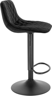 Barkruk - Industrial - Zwart - Velvet - Met rugleuning - In hoogte verstelbaar - Set van 2