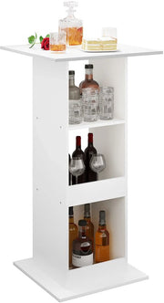 Bartafel - Wit/Eiken - Vierkant - Hout/Metaal - 60x60x112cm