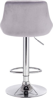 Barkruk Modern Diva - Industrial Lichtgrijs - Barkrukken set van 1 - Barstoel Kruk - Barstoelen met rugleuning - Keukenstoel - In hoogte verstelbaar - Velvet