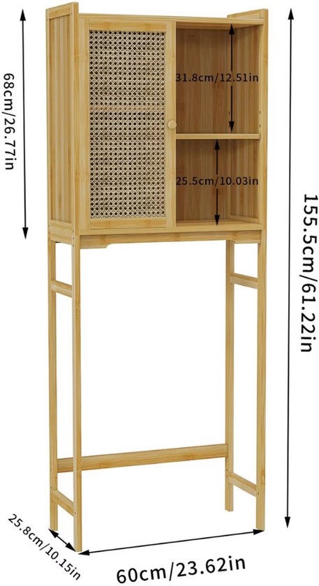 Wasmachine ombouw Grandiose - Meubelkast voor wc - Opbouwmeubel - Droger - 155x60cm