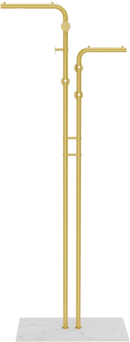 Elegante kledingrek - Goud - Met kledingroede voor hal, slaapkamer of woonkamer - 2 Kledingstangen