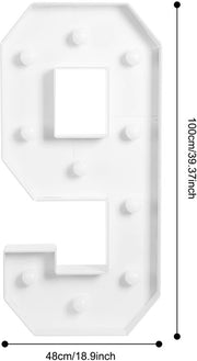 Lichtgevende cijfers - Cijferlamp – Voor Verjaardag, Jubileum & Bruiloft – 100x48 cm – Cijfer 9
