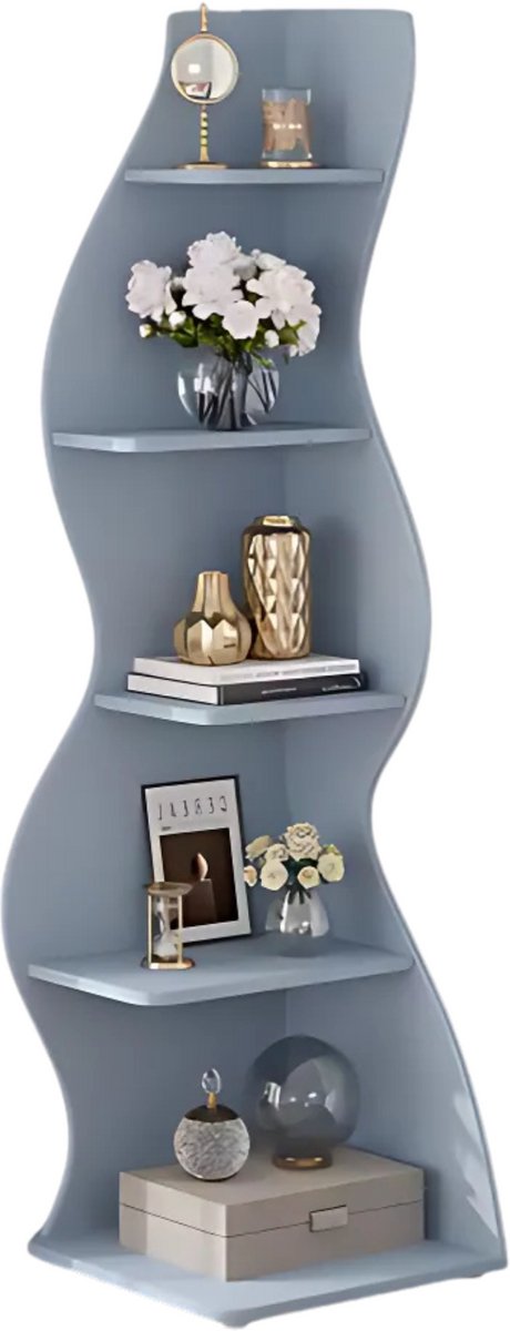 Moderne boekenkast 5 lagen - Blauw - Boekenrek - Woonkamer, slaapkamer en kinderkamer - Hout - 180cm