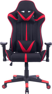 Happyment Gamestoel Diva - Stof - Met rugleuning en armleuning - In hoogte verstelbaar - Ergonomisch - Rood/Zwart
