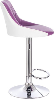 Barkrukken Terra - Met rugleuning - Kunstleer - Set van 2 - Keuken - Barstoelen ergonomisch - Paars - Verstelbaar in hoogte - Zithoogte 60-82cm
