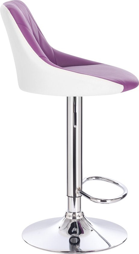 Barkrukken Terra - Met rugleuning - Kunstleer - Set van 2 - Keuken - Barstoelen ergonomisch - Paars - Verstelbaar in hoogte - Zithoogte 60-82cm