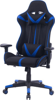 Happyment Gamestoel Sheffield - Kunstleer - Met rugleuning en armleuning - In hoogte verstelbaar - Ergonomisch - Blauw/zwart