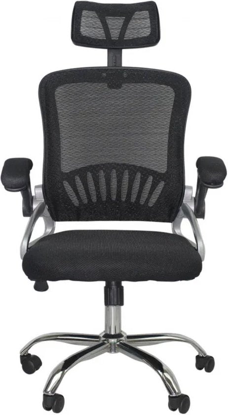 Ergonomische Bureaustoel - Linnen - Met hoofdsteun - Zwart - Tot 200kg