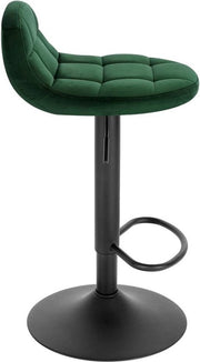 Barkruk - Donkergroen Velvet - Industrial - Rugleuning - Verstelbaar - Set van 1
