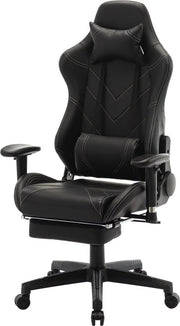 Gaming Stoel - Zwart Kunstleer - Ergonomisch - Verstelbaar - Met Voetsteun