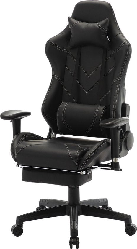 Gaming Stoel - Zwart Kunstleer - Ergonomisch - Verstelbaar - Met Voetsteun