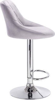 Barkruk Modern Diva - Industrial Lichtgrijs - Barkrukken set van 1 - Barstoel Kruk - Barstoelen met rugleuning - Keukenstoel - In hoogte verstelbaar - Velvet