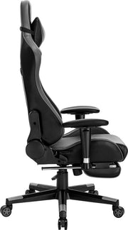 Luxe Gaming stoel - Grijs - Met voetsteun - Gamestoel - Verstelbaar in hoogte - Chair - Ergonomische bureaustoel - Chair - Kunstleer