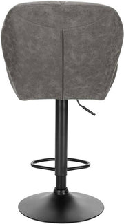 Barkruk Comfy Grijs - Met rugleuning - Stevig- Kunstleer - Set van 1 - Keuken - Barstoelen ergonomisch - Verstelbaar in hoogte - Zithoogte 60-82cm