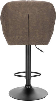 Barkruk Comfy Bruin - Met rugleuning - Stevig- Kunstleer - Set van 1 - Keuken - Barstoelen ergonomisch - Verstelbaar in hoogte - Zithoogte 60-82cm