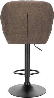 Barkruk - Bruin Kunstleer - Rugleuning - Verstelbaar - Zithoogte 60-82cm