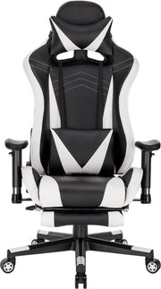 Luxe Gaming stoel - Wit - Met voetsteun - Gamestoel - Verstelbaar in hoogte - Chair - Ergonomische bureaustoel - Chair - Kunstleer
