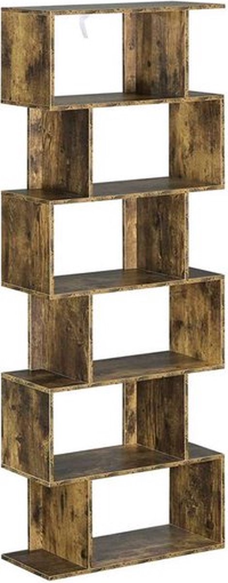 Bolt Edge Boekenkast - 6 Vakken - Bruin - Houten Boekenkast - 60x23.5x160CM