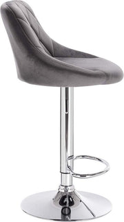 Barkruk Modern Dubia - Industrial Donkergrijs - Barkrukken set van 1 - Barstoel Kruk - Barstoelen met rugleuning - Keukenstoel - In hoogte verstelbaar - Velvet