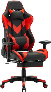 Luxe Gaming stoel - Met voetsteun - Rood - Gamestoel - Chair - Ergonomische bureaustoel - Verstelbaar - Chair - Kunstleer