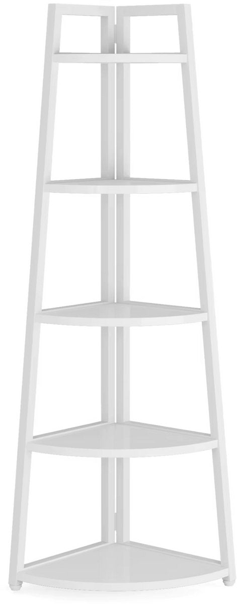 Hoekkast Myralis - Vakkenkast 180cm - Boekenrek Hoekmeubel - Opbergrek 5 Lagen - Wit