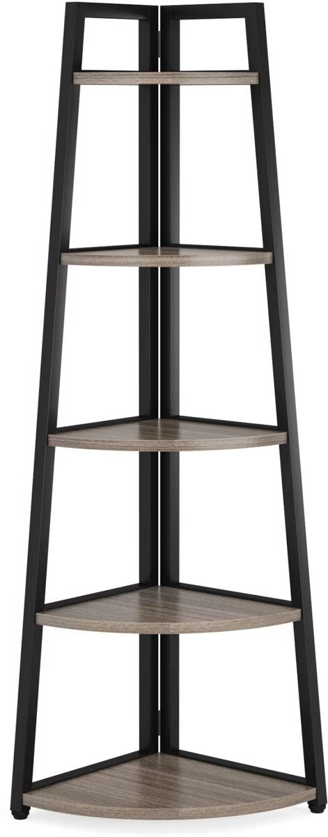 Hoekkast Xaviero - Vakkenkast 180cm - Boekenrek Hoekmeubel - Opbergrek 5 Lagen - Donkergrijs