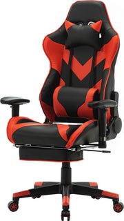 Luxe Gaming stoel - Met voetsteun - Rood - Gamestoel - Chair - Ergonomische bureaustoel - Verstelbaar - Chair - Kunstleer