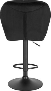 Barkruk - Zwart Velvet - Rugleuning - Verstelbaar - Zithoogte 60-82cm