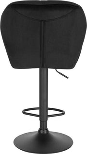 Barkruk Comfy Zwart - Met rugleuning - Stevig- Velvet - Set van 1 - Keuken - Barstoelen ergonomisch - Verstelbaar in hoogte - Zithoogte 60-82cm