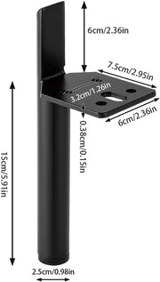 Set van 4 Meubelpoten - Meubelvoeten - Meubelpootjes - Voor Bank, Tafel, Tv-meubel en Bed - Rechte Poten -Zwart - Metaal - 15 cm Hoog