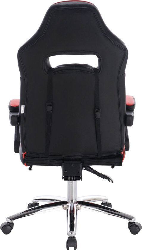 Happyment Gamestoel Manchester - leer - Met rugleuning en armleuning - In hoogte verstelbaar - Ergonomisch - Rood