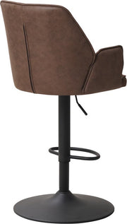 Barkruk Yudi - Met rugleuning en armleuning - Taupe - Modern Design - Voetsteun - Voor Keuken en Bar - Set van 1 - Microvezel