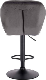 Barkruk - Grijs - Velvet - Ergonomisch met rugleuning - Verstelbare zithoogte 60-82cm - Set van 1