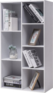 Happyment Boekenkast Milta - 7 vakken - Wit - Boekenplank - Woonkamer, slaapkamer en kinderkamer - Hout - MDF