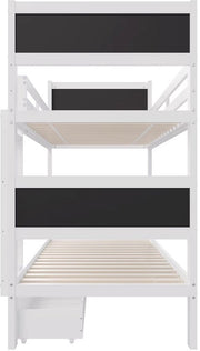 Luxe hoogslaper voor kinderen - 90x200 cm - 2 Kinderbedden - stapelbed - Met Hoektrap, valbeveiliging en raam - Peuterbed
