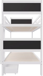 Luxe hoogslaper Fioren voor kinderen - 90x200 cm - 2 Kinderbedden - stapelbed - Met Hoektrap, valbeveiliging en raam - Peuterbed