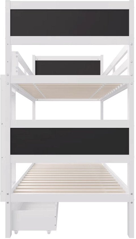 Luxe hoogslaper Valora voor kinderen - 90x200 cm - 2 Kinderbedden - stapelbed - Met Hoektrap, valbeveiliging en raam - Peuterbed