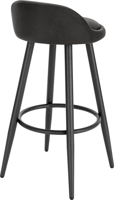 Leren Barkruk Marilo - Barstoelen ergonomisch - Set van 1 - Antraciet - Met kleine rugleuning - Voor Keuken & bar - Zithoogte 69cm