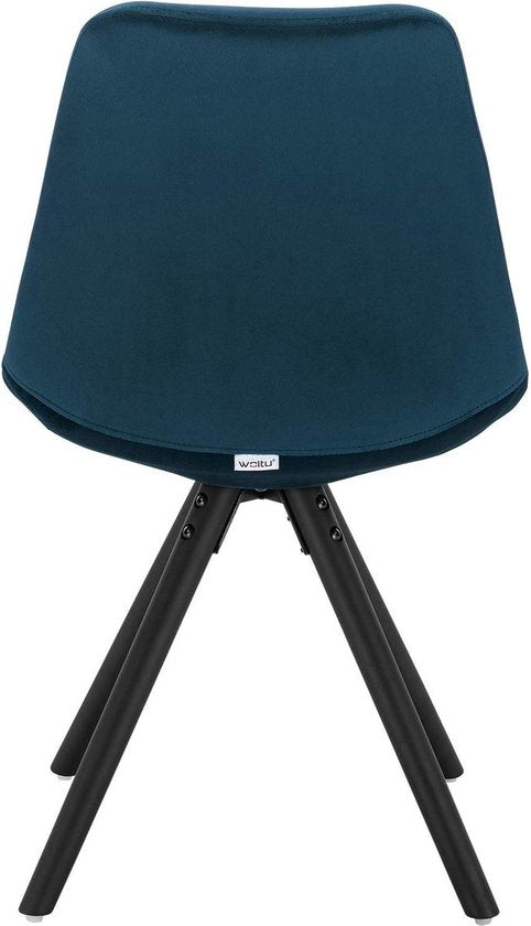 Bezoekersstoelen - Blauw Velvet - Houten poten - Zithoogte 46cm - Set van 2