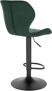 Barkruk Otta - Industrial - Donkergroen - Barkrukken set van 1 - Barstoel Kruk - Barstoelen met rugleuning - Keukenstoel - In hoogte verstelbaar - Velvet