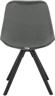 Happyment Bezoekersstoel Vivi - Eetkamerstoel - Donkergrijs Velvet - Houten poten - Set van 2 - Zithoogte 46 cm - Deluxe