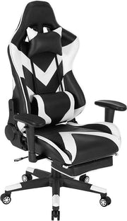 Luxe Gaming stoel - Met voetsteun - Wit - Gamestoel - Chair - Ergonomische bureaustoel - Verstelbaar - Chair - Kunstleer