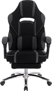 Happyment Gamestoel Berlin - Grijs - Met rugleuning en armleuning - In hoogte verstelbaar - Ergonomisch - Stof