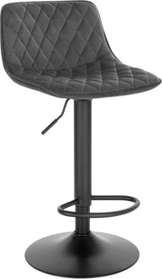 Barkruk Tornia deluxe - Industrial - Donkergrijs - Barkrukken set van 2 - Barstoel Kruk - Barstoelen met rugleuning - Keukenstoel - In hoogte verstelbaar - Velvet