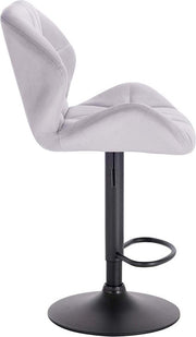 Barkruk Comfy Lichtgrijs - Met rugleuning - Stevig- Velvet - Set van 1 - Keuken - Barstoelen ergonomisch - Verstelbaar in hoogte - Zithoogte 60-82cm